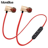 MoreBlue S07 Auriculares inalámbricos Bluetooth Auriculares estéreo con graves magnéticos de metal Auriculares deportivos inalámbricos con micrófono